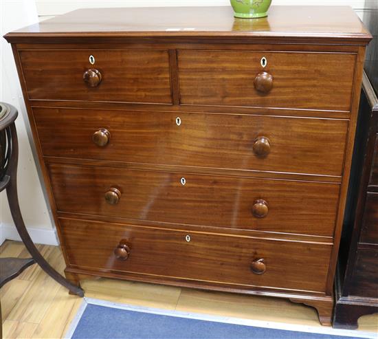 A Regency mahogany straight front chest, fitted two short and three long drawers W.115cm